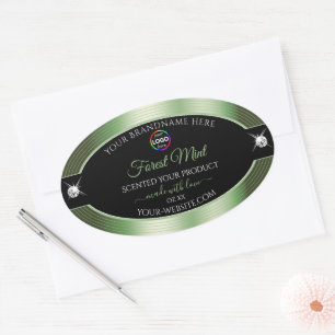 Deluxe Black Shiny Forest Green Logo Product Label