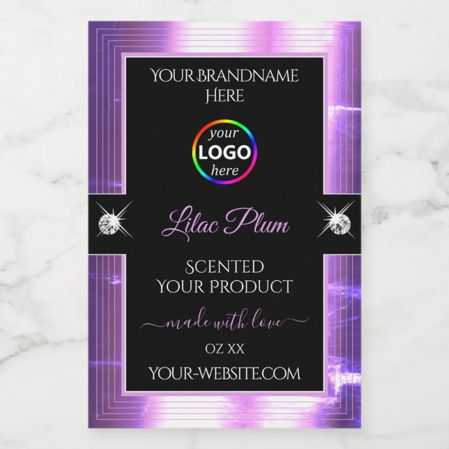 Deluxe Black Shiny Lilac with Logo Product Label (Single Label)
