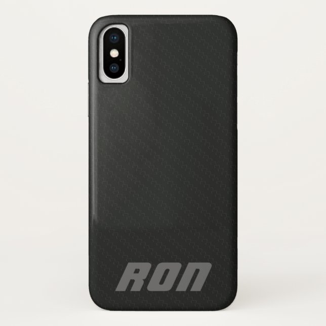 Deluxe Black Simulated Carbon Fibre iPhone X Case  (Back)