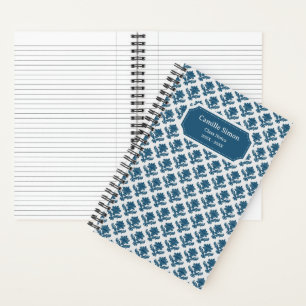 Deluxe Blue & White French Tapestry Personalised Notebook