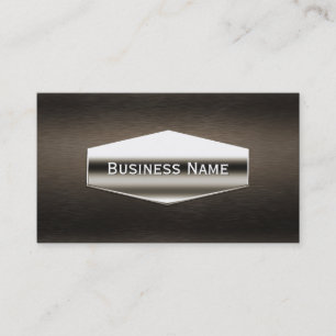 Deluxe Chrome Label Dark Wood Business Card