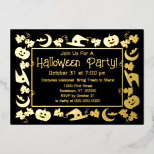 Deluxe Fun 5 x 7 Foil Halloween Party Invitation