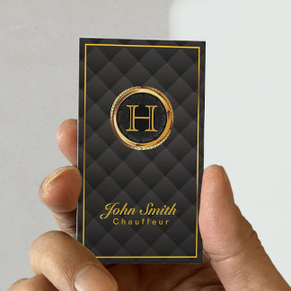Deluxe Gold Monogram Chauffeur  Business Card
