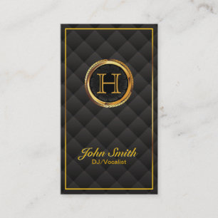 Deluxe Gold Monogram DJ Music Business Card