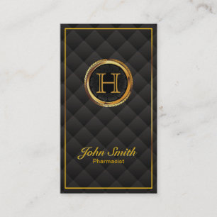 Deluxe Gold Monogram Pharmacist Business Card