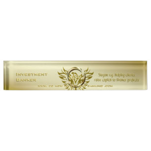 Deluxe Gold Ring Eagle Theme for Investment Banker Nameplate