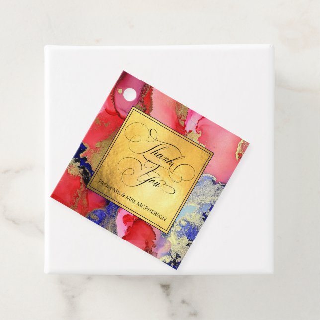 Deluxe Gold Wedding Favour Tags (In Situ)