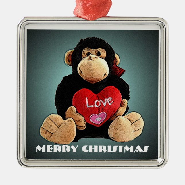 Deluxe Monkey Love Christmas Ornament (Front)