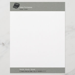 Deluxe Noiseless Typewriter   Grey Faux Flannel Personalized Letterhead