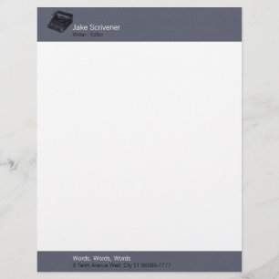 Deluxe Noiseless Typewriter Slate Faux Flannel Customised Letterhead