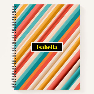 Deluxe Retro Striped Notebook Colourful Geometri