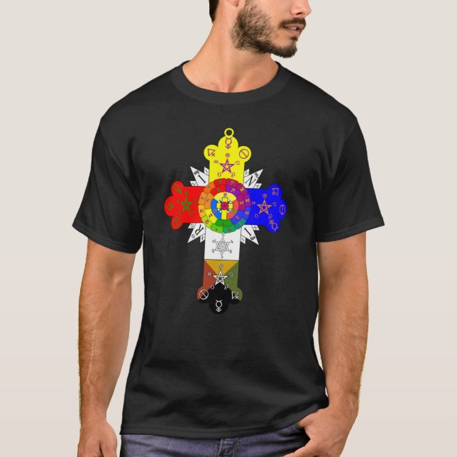 Deluxe Rose Cross Lamen T-Shirt Men (Black) (Front)