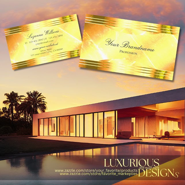 Deluxe Shimmery Yellow Gold Borders Sumptuous Cool Business Card (Creator Uploaded)