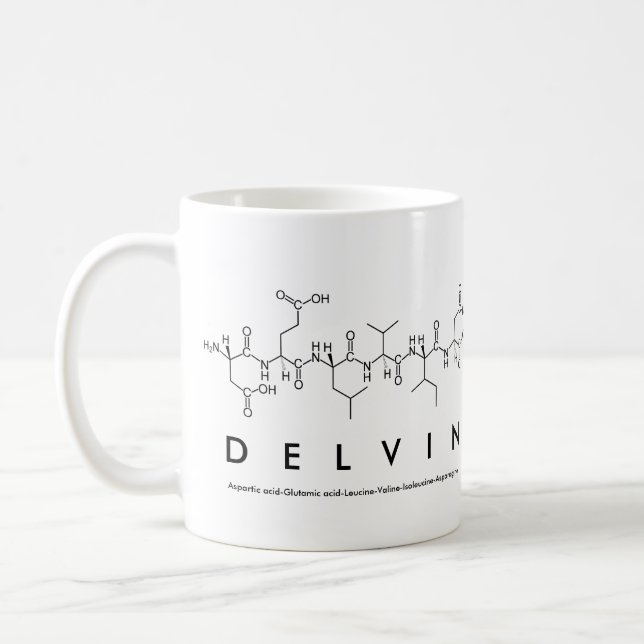 Delvin peptide name mug (Left)