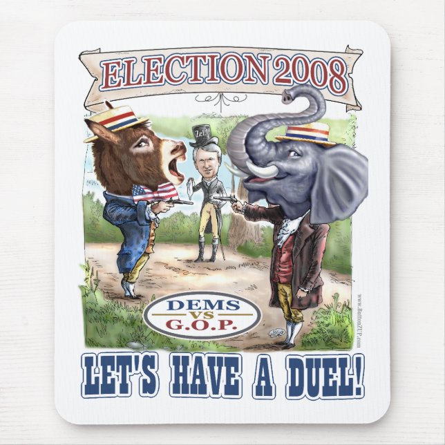Dem Donkey vs GOP Elephant Mousepad (Front)