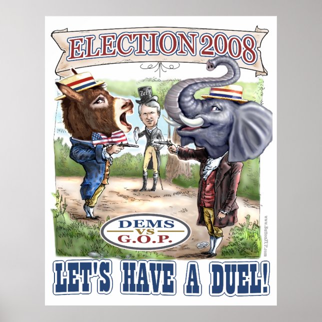 Dem Donkey vs GOP Elephant Print  (Front)