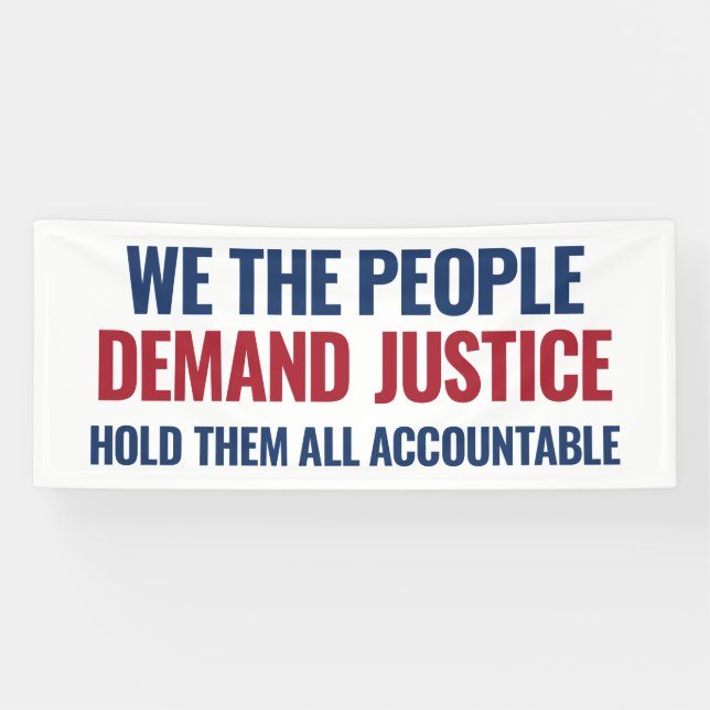Demand Justice | 6 Ft Banner | White (Horizontal)