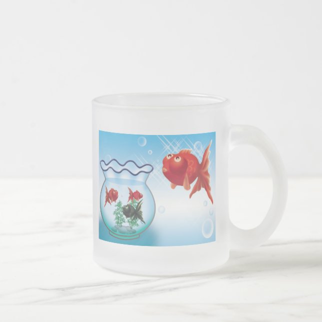 Demekin -Telescope Goldfish- Frosted Glass Coffee Mug (Right)