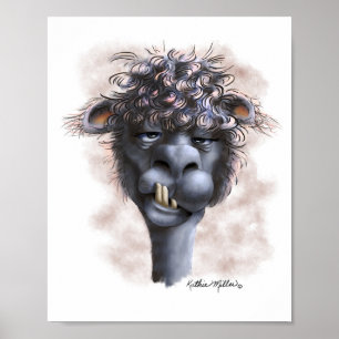 Demented Alpaca Cartoon Poster