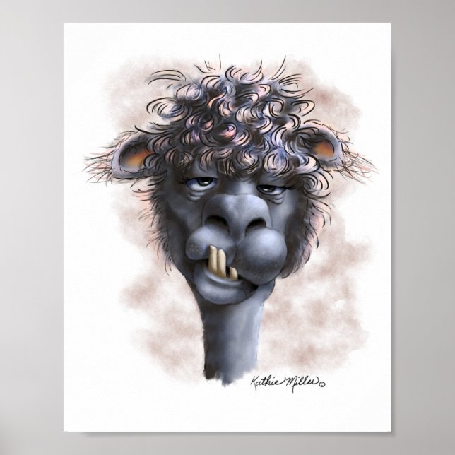 Demented Alpaca Cartoon Poster (Front)