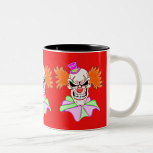 Demented Clown Skull Two-Tone Coffee Mug