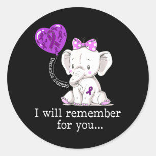Dementia Awareness Elephant Classic Round Sticker