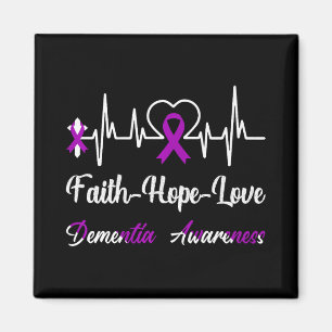 Dementia Awareness Heartbeat Christian Cross Purpl Magnet