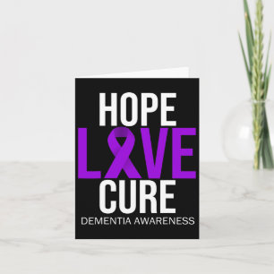 Dementia Awareness Hope Love Cure Purple Ribbon He Card