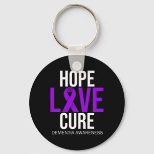Dementia Awareness Hope Love Cure Purple Ribbon He Key Ring