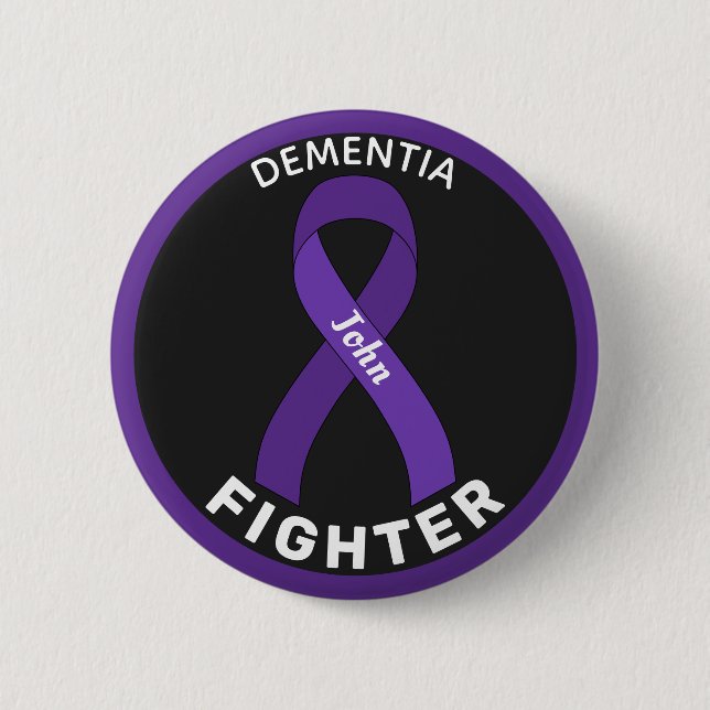 Dementia Fighter Ribbon Black Button (Front)