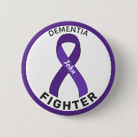 Dementia Fighter Ribbon White Button