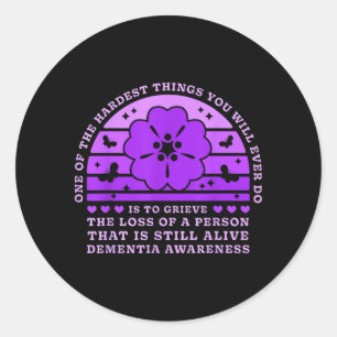 Dementia Heimers Awareness Women Purple Flower Classic Round Sticker