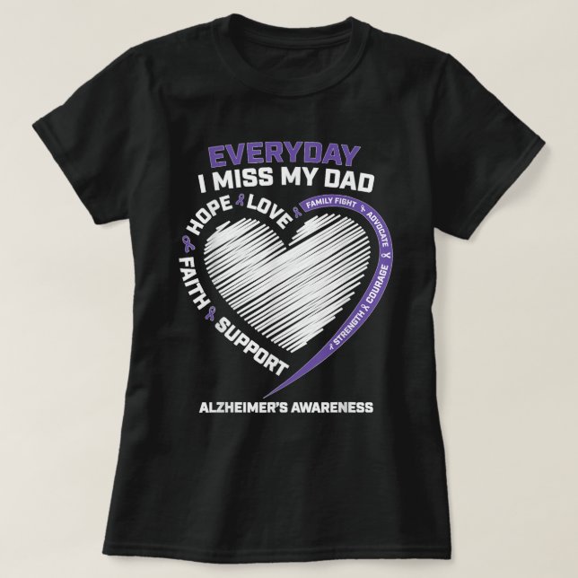 Dementia Products Purple In Memory Dad Alzheimers  T-Shirt (Design Front)
