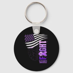 Dementia purple ribbon american flag alzheimer’s key ring