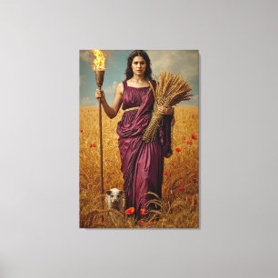Demeter’s Autumn Vigil – A Sorrowful Portrait Canvas Print
