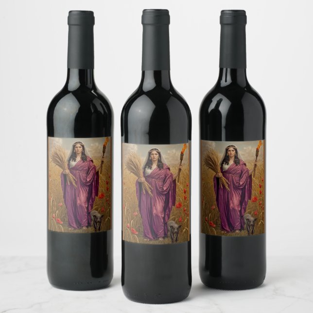 Demeter’s Silent Harvest – A Mournful Portrait Wine Label (Bottles)