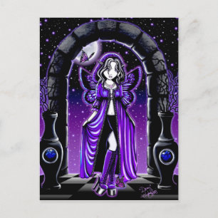 "Demi" Gothic Blue Butterfly Fairy Art Postcard