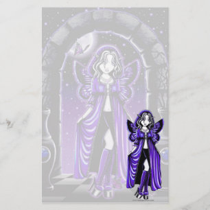 "Demi" Gothic Blue Butterfly Fairy Art Stationery