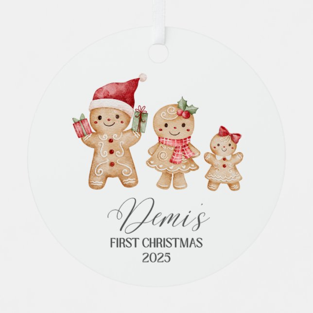 Demi Personalized Baby's First Christmas Metal Tree Decoration (Front)