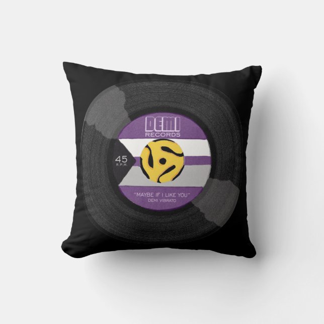 Demi Records Demisexual Pride Vinyl LGBTQ Cushion (Front)