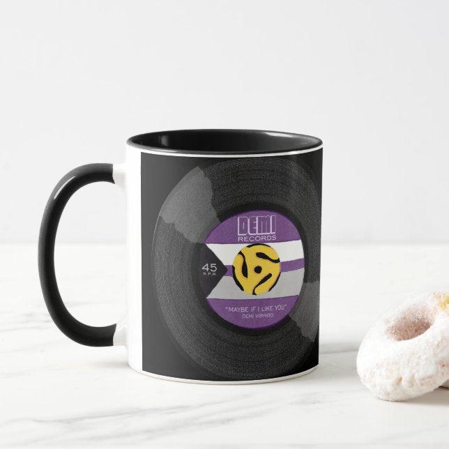 Demi Records Demisexual Pride Vinyl LGBTQ Mug (With Donut)