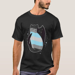 Demiboy Cat Flag Nonbinary Transgender LGBT Black T-Shirt