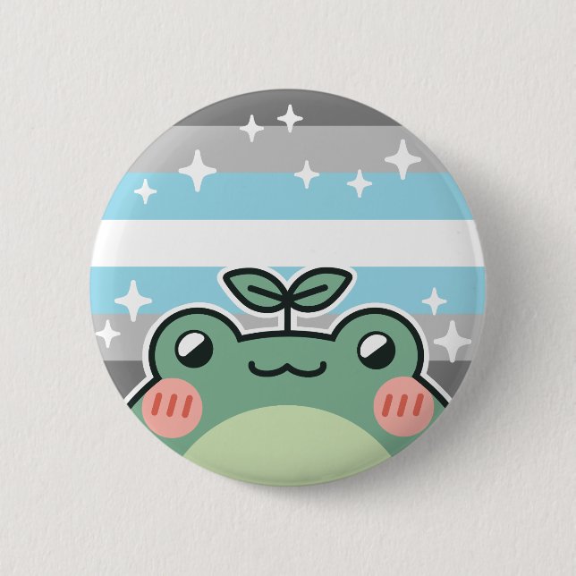 Demiboy LGBT Pride Flag Frog 6 Cm Round Badge (Front)