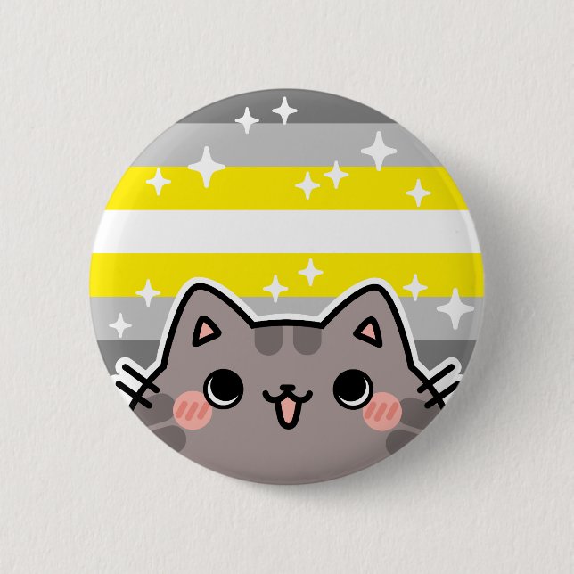 Demigender LGBT Pride Flag Cat Button (Front)