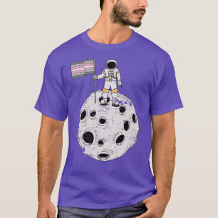 Demigirl Astronaut On Moon Demigirl Flag T-Shirt
