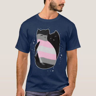 Demigirl Cat LGBT Pride Flag T-Shirt
