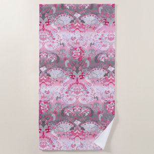 Demigirl Dragon Damask - Stylish Pride Flag Colour Beach Towel