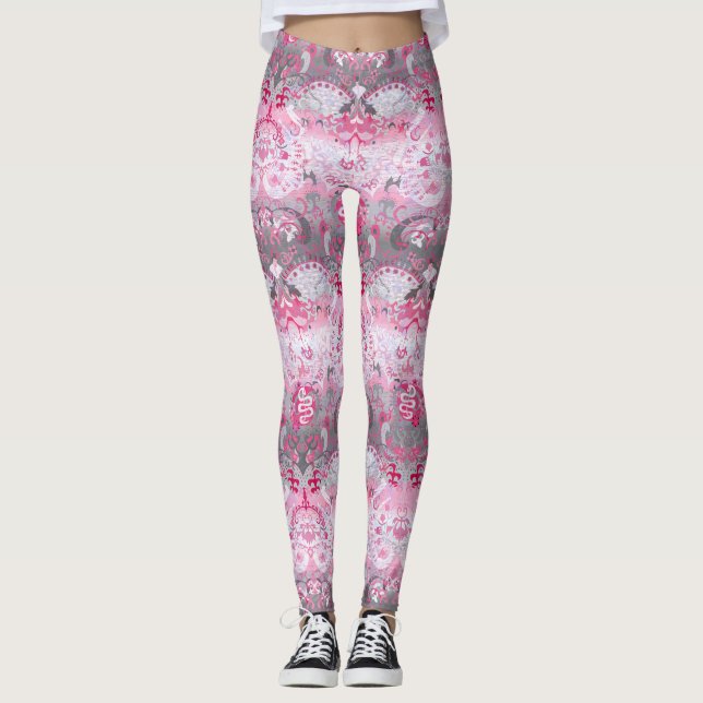 Demigirl Dragon Damask - Stylish Pride Flag Colour Leggings (Front)