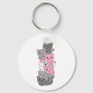 Demigirl Flag Cat Pride Lgbtq Cute Cat Key Ring