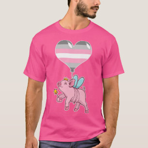 Demigirl Pig Fairy Nonbinary Gender T-Shirt
